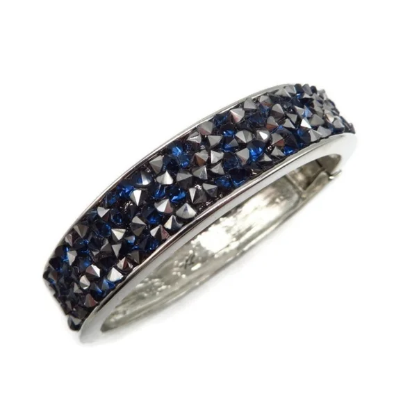 Blue Bead Bangle, Marcasite Studded Silver Tone, Kenneth Cole Bracelet - Picture 1 of 4